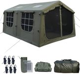 Luxury Inflatable Canvas Tent for Camping, 17.2㎡ 2 Rooms 8-10-12 Person