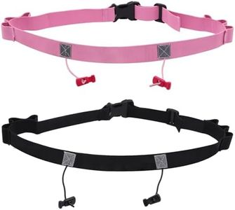 GDFYMI 2Pcs Race Number Belt Race Bib Belts with 6 Energy Gel Loops for Marathon,Triathalon, Running. NO Safety Pins Needed, Black and Pink, One Size