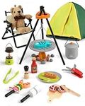 Lehoo Castle Wooden Play Food, Wooden Toys, Toy Camping Set, Pretend Play Kitchen, Play Food with Storage Bag, Toy Food Gift For Boy Or Girl 3+