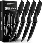 Home Hero Ultra-Sharp Stainless Steel Kitchen Knife Set - Chef Knives Set (4 pcs Steak Knife Set - Black)