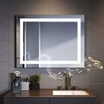 ELEGANT Bathroom LED Mirror Bluetooth Wall Mirror Rectangle Makeup Mirror with Anti-Fog Dimmable Vanity Mirror with Touch Control Smart Make up Mirro, 900x700mm