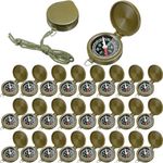 JaGely 24 Pcs Compass for Kids Bulk Pocket Compass with Hanging Rope Military Camping Survival Compass for Outdoor Hiking Camping Hunting Climbing (Army Green,Flip Cover)