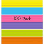 100 Pack Sentence Strips, Ruled Rainbow Sentence Strip Lined Paper for Handwriting Practice Learning Tool Classroom School, Office Supplies (6 Assorted Colors, 17” x 3”)