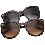 grinderPUNCH Oversized Sunglasses For Women Round Circle Oversized Mod Fashion 2 Pack