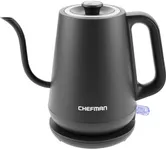 Chefman Gooseneck Electric Kettle, 0.8L Pour Over Tea Kettle for Coffee and Tea, One-Touch Operation, Boil-Dry Protection, Auto Shut-Off, Ultra-Fast Hot Water Boiler – Black