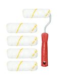 TICSER 4inch (1handle+5refill) cotton paint roller, paint roller set, paint roller for wall painting paint interior/exterior