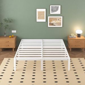 Lutown-Teen Cadre de lit super king size blanc de 1,8 m avec coins arrondis, en métal robuste, pour lit super king size 180 x 200 cm, lit king size 36 cm de haut, sans bruit, montage facile