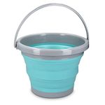 Navaris Collapsible Bucket 5L - Folding Pail for Camping, Beach, Gardening, Fishing, Water, Washing, Laundry, Cleaning, Travelling - Blue