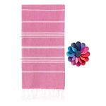 ASUDEM Turkish Beach Towel Oversized 38x71 100% Cotton Extra Large Sand Free Quick Dry Light Travel Towels for Adults Beach Accessories Gifts Essentials (Fuchsia)