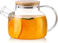 SITIEPA Glass Teapot Stovetop Safe, Glass Tea Kettle 33.8oz/1000ml Borosilicate Clear Teapot with Bamboo Lid and Removable Filter Spout Tea Pot for Loose Leaf and Blooming Tea
