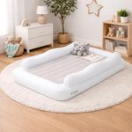 Regalo Inflatable Toddler Travel Bed with 2-Sided Bed Rail Bumpers and Handles, Award Winning Brand, Portable Toddler Air Mattress for Kids, Air Pump and Carry Bag Included, White and Gray