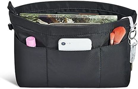 Vercord Premium Nylon Purse Organizer Tote Handbag Insert Organizers Bag in Bag Zipper 13 Pockets Black Small