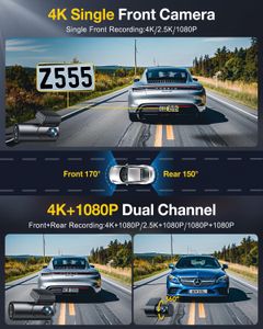 GKU 4K Dual Dash Cam with WiFi and GPS – Front and Rear Camera
