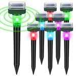 Mole Repellent Solar Powered 8 Pack Ultrasonic Mole Deterrent Chipmunk Repellent Outdoor Waterproof Snake Gopher Vole Repellent with Light for Lawn and Garden,Square