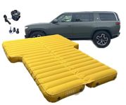 Good Life + Style Air Bed for Rivian R1S, Heavy-Duty Inflatable Backseat Car Mattress with Air Pump and Storage Bag, Camping and Travel Gear, 84x53x4-Inches, Yellow