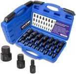 LLNDEI Screw Extractor Set Hex Head Multi-Spline Easy Out Bolt Extractor Set, EZ Out Rounded Screw Remover, 1/8 Inch to 7/8 Inch in 1/32-Inch Increments, CR-MO, 25 Pieces, Stripped Fastener Tool