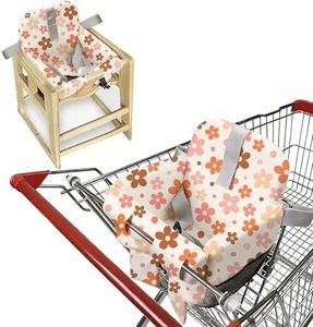 Shopping Cart Cover for Baby &High Chair Cover, Padded with Detachable Strap & Thigh Pad, Machine Washable, Padded Toddler Shopping Cart Cover Grocery Cart Cover (Floral)