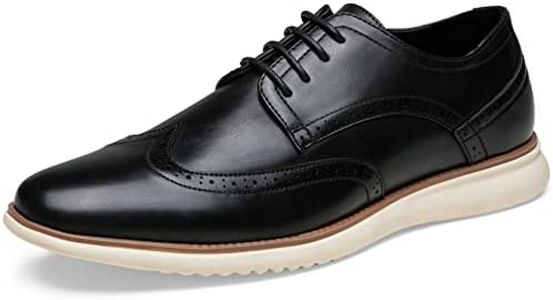Jousen Men's Dress Shoes Brogue Formal Lace Up Oxfords Shoes, Black-734, 10.5