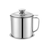 Lnndong-The 1.3L Stainless Steel Oil Pot Oil Filter Is Equipped With Stainless Steel Cover, Filter Screen And Base, Which Can Separate The Oil From Food Or Other Liquids In The Kitchen (Arc Handle)