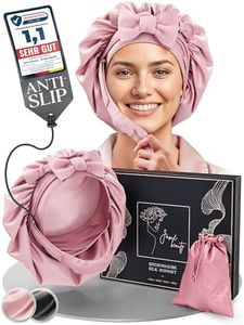 Jamé beauty® Seidenhaube zum Schlafen - 100% Maulbeerseide I Schlafhaube Seide - Idealer Schutz vor Frizz, Haarbruch & Knoten I Silk Bonnet mit Kinnriemen für extra Halt I Doppellagige Schlafmütze