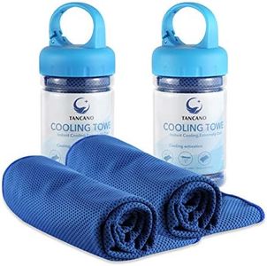 TANCANO Sports Towel for Instant Cooling Relief Microfiber Towels for Golf Workout Swimming Gym Yoga Travel Camping Fitness 40"x12" Sweat Towel (S.Blue 2 Pack)