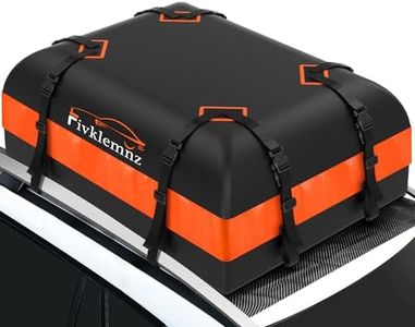 FIVKLEMNZ Car Rooftop Cargo Carrier Roof Bag Waterproof for All Top of Vehicle with/Without Rack Includes Topper Anti-Slip Mat + Reinforced Straps + 6 Door Hooks + Luggage Lock