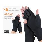 Brownmed - IMAK Compression Arthritis Gloves - Compression Gloves for Arthritis & Joint Pain Support - Men's & Women's Fingerless Gloves to Support Circulation - Black - Small