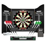 WINMAU Professional Dart Set Includes Diamond Plus Bristle Dartboard - Black Cabinet - 2 Sets of Darts - Official Oche Line