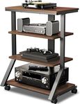 OGFC 42207 Shelves and Stands, Audio Rack, 4-Tier Shelf, Wooden Turntable Shelves, DVD Player, Entertainment Unit, Multifunctional, Height