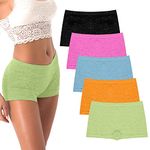 R RUXIA Women's Boyshorts Underwear Seamless Boy Shorts Panties Soft Stretch Boxer Briefs 5 Packs