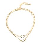 Shining Diva Fashion Stylish Multilayer Pearl Chain Pendant Necklace for Women and Girls (rrsd14560np), Gold