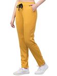 BLUECON Women's Athletic Running Trackpants with Side Pockets Plazo Pants Open Bottom Straight Leg Yellow