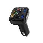 Portronics Auto 10 Car Bluetooth Receiver with Hands-Free Calling & Music, 3D Surround Sound, 30W Type-C PD, 18W USB Fast Charging, Bluetooth-FM for Wireless Car Stereo Audio (Black)