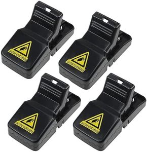 COSPIZO Rat Traps - Heavy-duty Humane Mice Trap for Indoors, Outdoor, and Gardens -14 cm Reusable Large Mouse Catcher Traps with 1 Pair of Gloves (Pack of 4 Black)