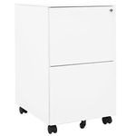 vidaXL Mobile File Cabinet Office Home Furniture Accessories File Storage Filing Cabinet Nightstand Organiser Durable Lockable White Steel