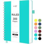 RETTACY A5 Notebook, Notepad, Wirebound Spiral Notebooks 300 sheets/150 pages for Writing,100gsm College-Ruled Paper, PVC Hardcover, for Women Men Work Office School,14.5 x 21cm - Turquoise