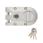 Godrej Rim Lock l Vertibolt Ultra XL+ I 1CK Deadbolt l for Inside Opening, Double and Sliding Wooden Doors l Left/Right-Handed Doors l 4 Keys l 5-Year Warranty l Manual Locking I Satin Nickel Finish