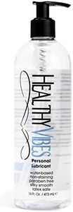 Healthy Vibes Water Based Intimate Lubricant, Stain Free & Condom Safe Lube For Men, Women, And Couples 16 Oz Clear