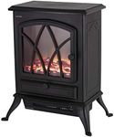 Warmlite WL46018 Stirling Portable Electric Fire Stove Heater with Realistic LED Flame Effect, Adjustable Thermostat, Overheat Protection, 2000W, Black