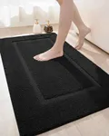 DEXI Bathroom Rug Mat, Ultra Absorbent Soft Bath Rug, Washable Non-Slip Bath Mat for Bathroom Floor, Tub, Shower Room, 43"x24", Black