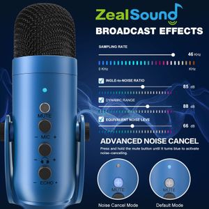 zealsound USB Condenser Microphone – Blue Gaming Mic for PC, PS5, Streaming, Podcast