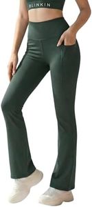 BLINKIN Flared Gym Pants for Women's Workout - The Ultimate Yoga Pants | Workout Lowers | Gym Track Pants for Women with Side Pockets (2049-Dark Green,Size_XL)