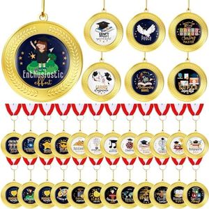 HyDren 30 Sets Preschool Graduation Medal for Kids Kindergarten Award Medals with Neck Ribbon Prek Graduation Decorations Gifts Kids Medals 2024 for Graduates Students Sports Meeting Games Award