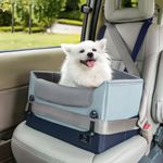 A4PET Small Dog Car Seat, Puppy Car Seat, Collapsible Puppy Car Seat with Soft Pillow Adjustable Height, Portable Car Seat for Dogs Up to 25 lbs, Blue