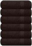 GLAMBURG Ultra Soft 6-Piece Hand Towel Set 16x28-100% Ringspun Cotton - Durable & Highly Absorbent Hand Towels - Ideal for use in Bathroom, Kitchen, Gym, Spa & General Cleaning - Chocolate Brown