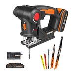 WORX 20V Cordless Universal Saw WX550.3, PowerShare, Jigsaw and Reciprocating Saw, 2 Saws in 1, Accepts All Standard Blades, 2 Batteries