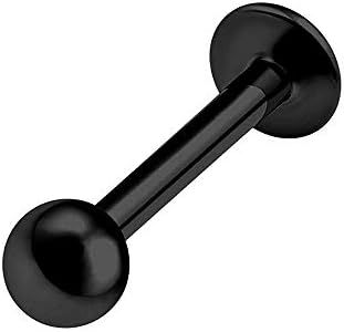 BodyJewelryOnline Black Anodized Titanium Labret with Ball Bead - 14G - 5/16" Inch