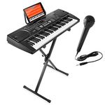 Hamzer 61-Key Digital Music Piano Keyboard - Portable Electronic Musical Instrument - with Stand & Microphone