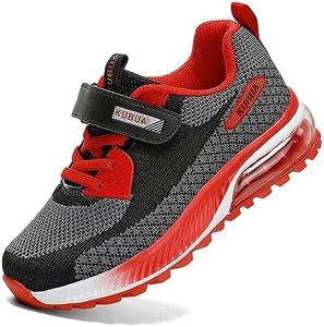 KUBUA Kids Sneakers for Boys Girls Running Shoes Toddler Tennis Shoes Black Red 8 Toddler