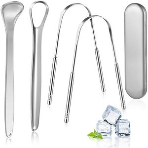 Tongue Scraper, MORGLES 4Pcs Tongue Scrapers for Adults Kids Medical Grade Metal Tongue Scraper Cleaner with Case Great for Oral Hygiene Reduce Bad Breath